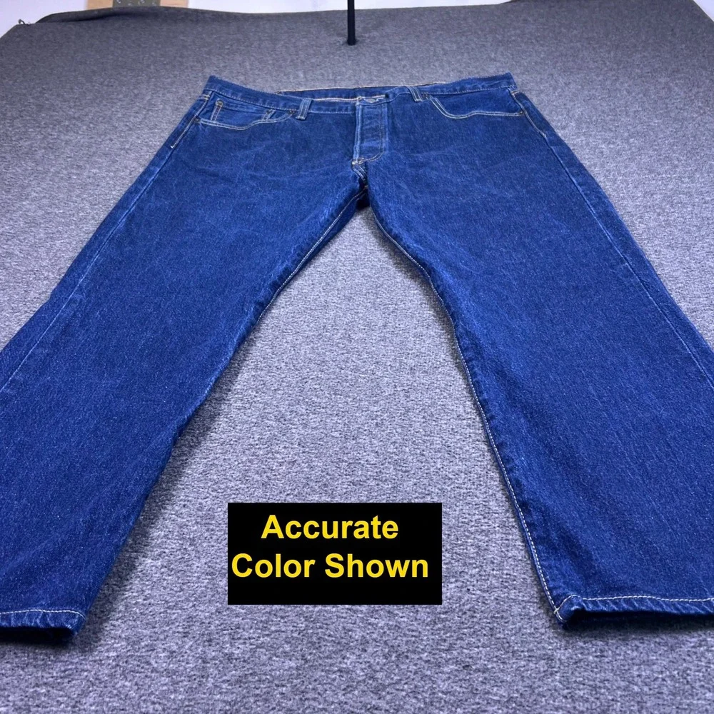 Levis 501 Jeans‎ Mens 40x30 Dark Blue Classic Original Straight Button Fly Denim
